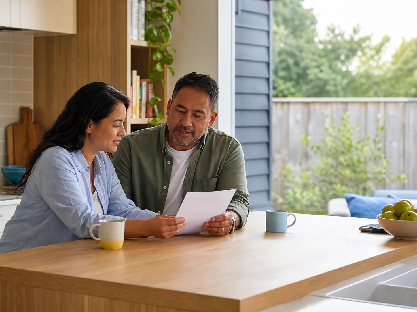 Couple reviewing their home-finance plans together